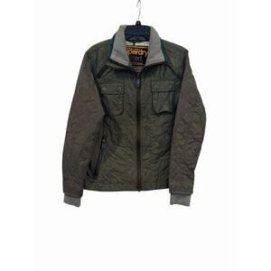 Men's SUPERDRY Limited Motorbike Quilted Double-Zip Green Jacket Size M